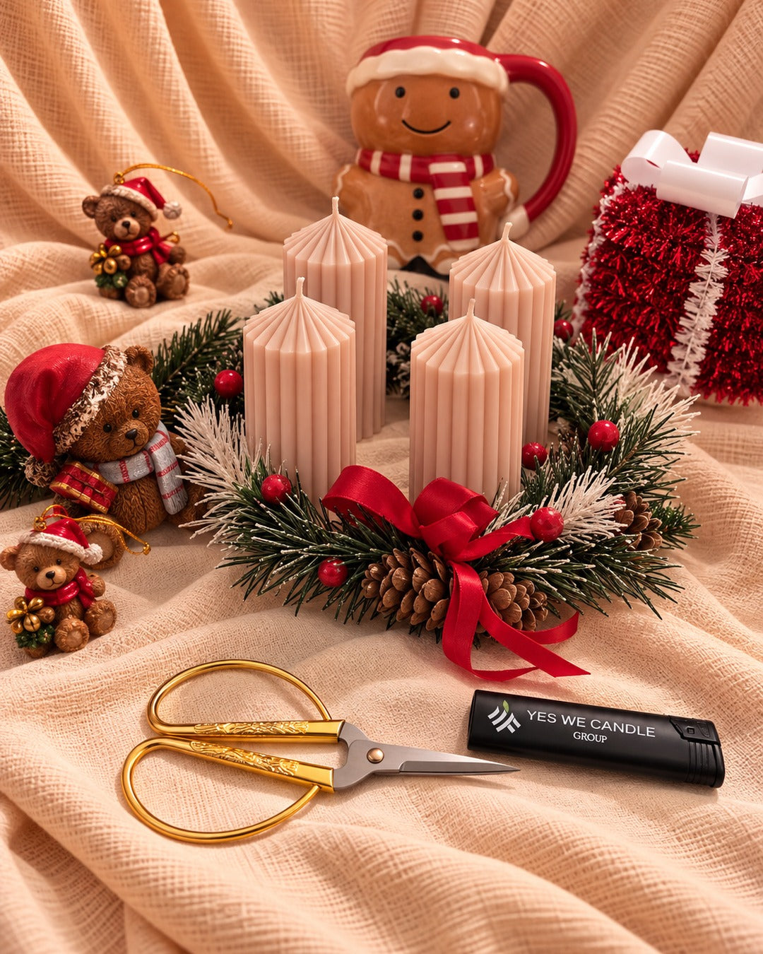 SET - ADVENTKRANZ KERZEN - ADVENTKERZE - WEIHNACHTSKERZE 20CM ca.