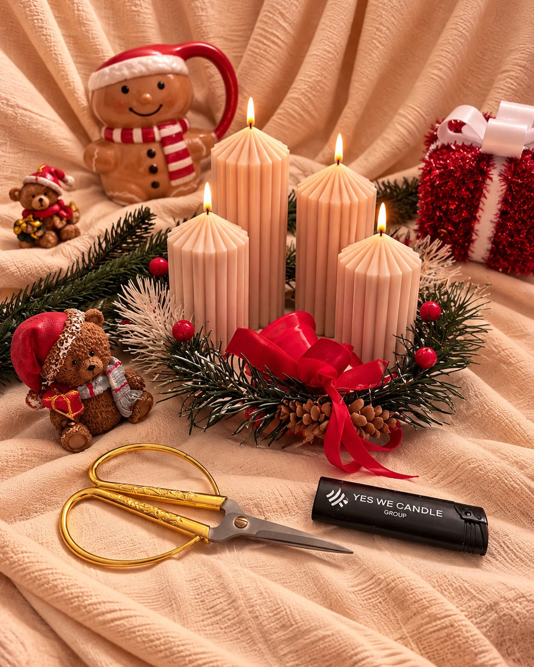 SET - ADVENTKRANZ KERZEN - ADVENTKERZE - WEIHNACHTSKERZE 20CM ca.