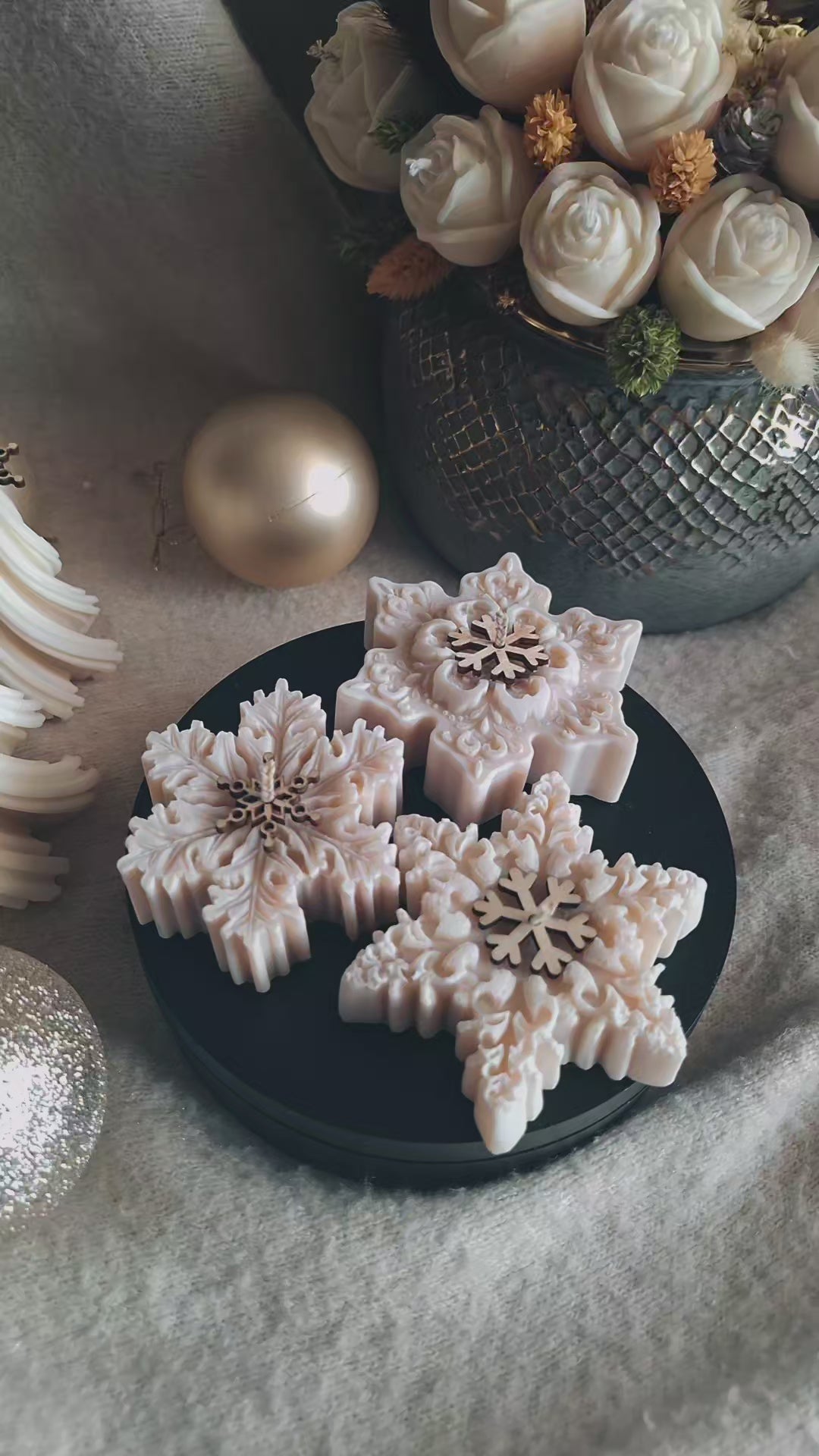 Schneeflocken Kerze (3er Set oder einzeln)